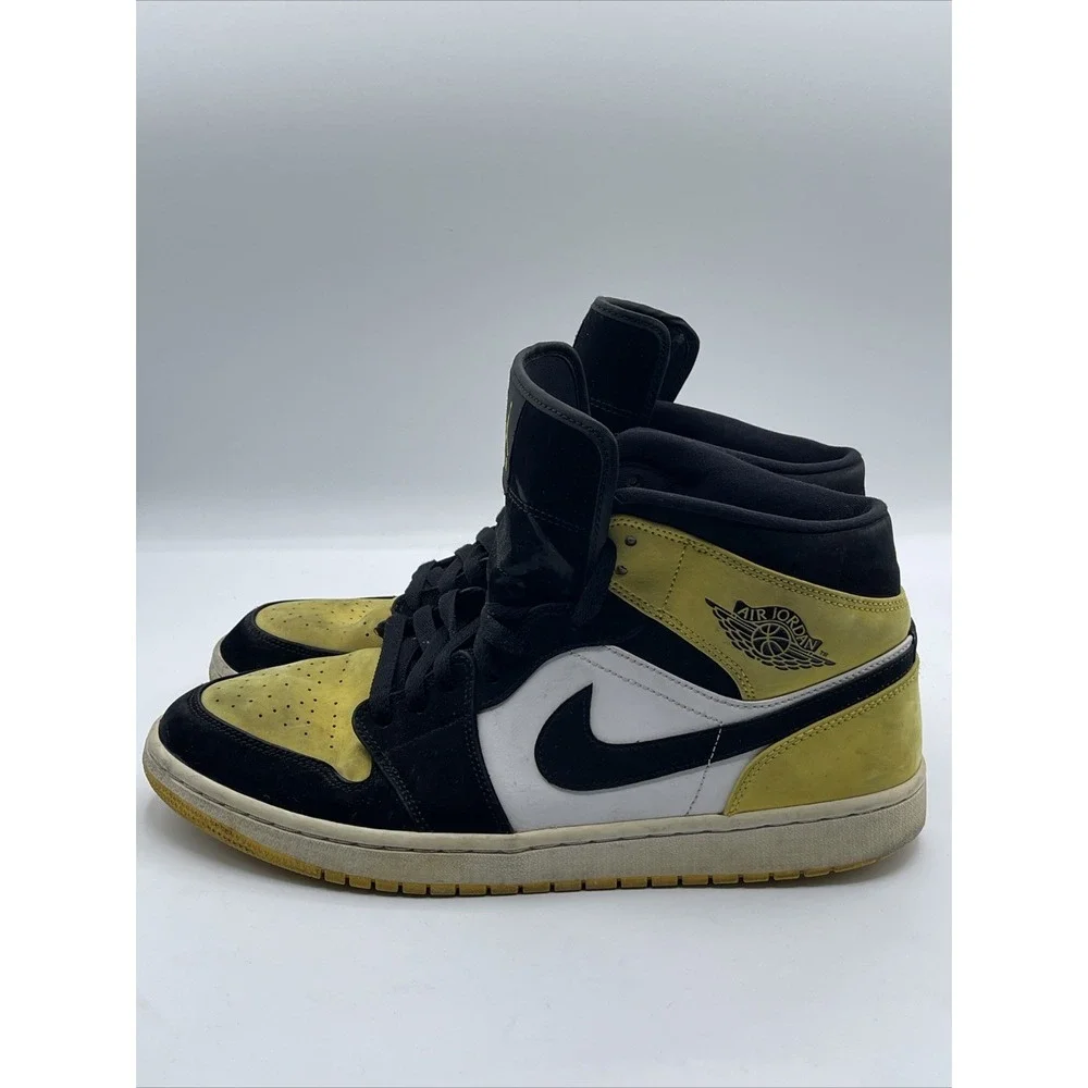 2019 Nike Air Jordan 1 Mid Yellow Toe 852542 071 Sneakers‎ Size 11.5